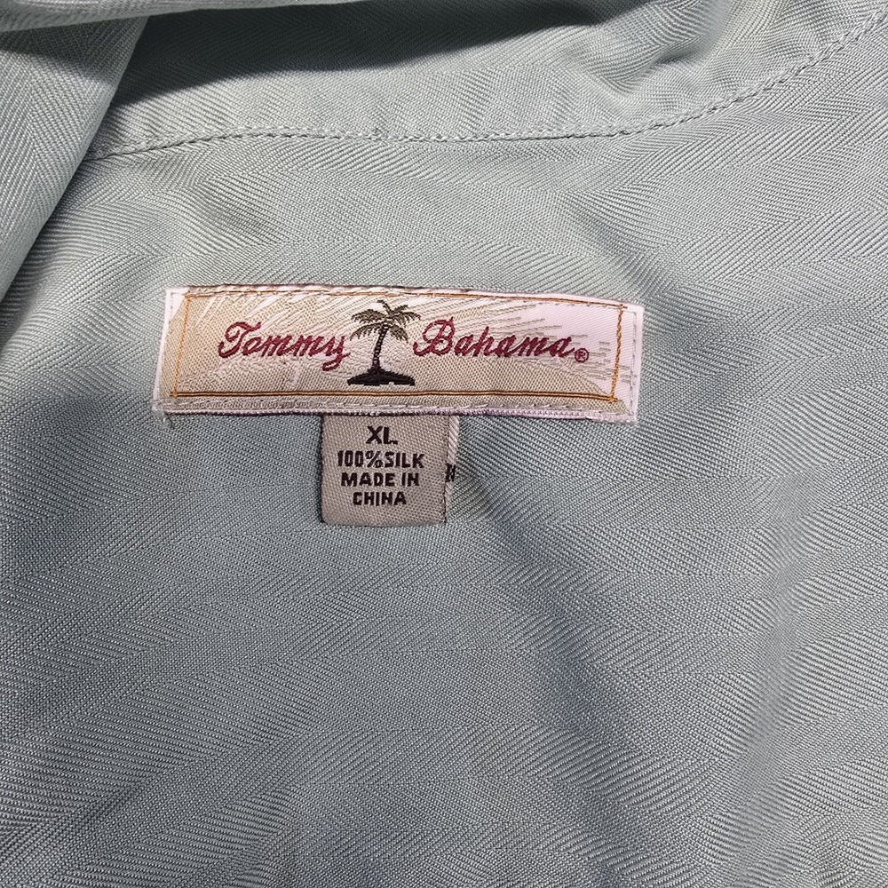 Tommy bahama hi note cafe camp shirt Men Size XL green 100% Silk - Picture 3 of 8